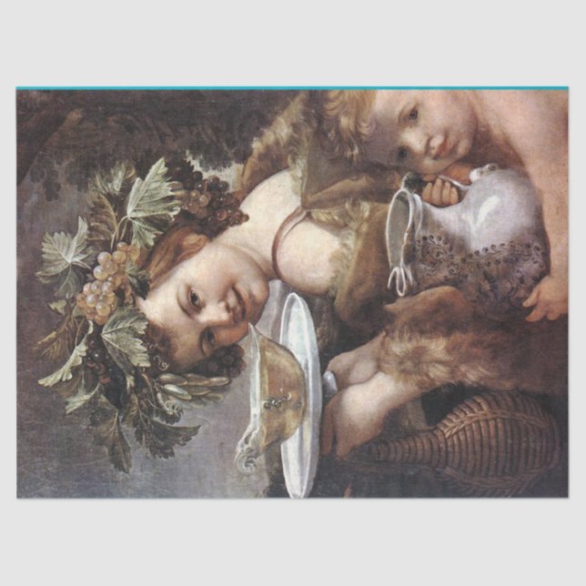 BACCHUS, GRAPEN UND WEISSER WEIN SEIDENPAPIER (Vorderseite)