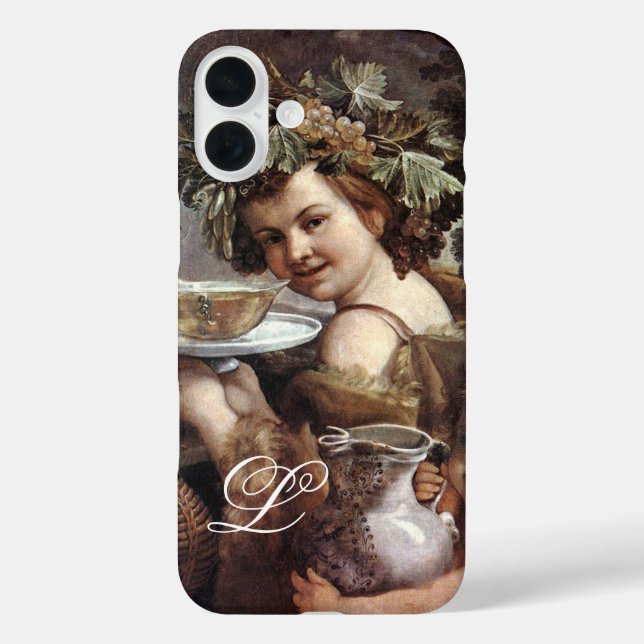 BACCHUS MIT GRABEN UND WEINMONOGRAMM iPhone 16 PLUS HÜLLE (Rückseite)