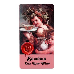 BACCHUS MIT GRAPEN UND ROSE WEIN ROTES SIEGEL