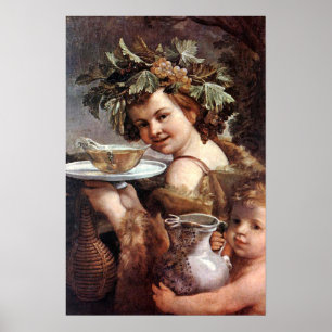 BACCHUS MIT RÖHREN UND WEIN POSTER