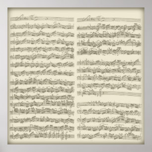 Bach 2. Cello Suite, mehrere Manuskriptseiten Poster