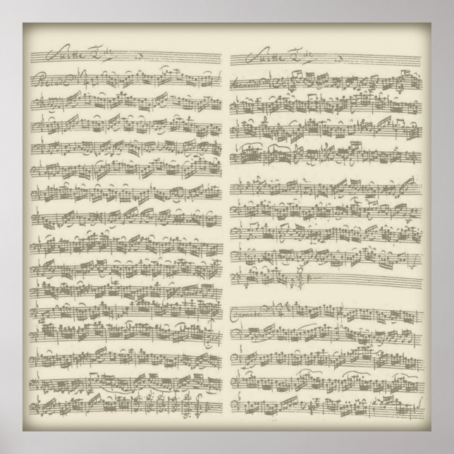 Bach 2. Cello Suite, mehrere Manuskriptseiten Poster (Vorne)