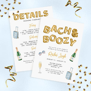 Bach & Boozy Bachelorette Wochenende Einladung