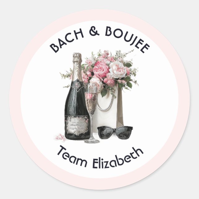 Bach & Boujee Team Bride Chic Junggesellinnenabsch Runder Aufkleber (Vorderseite)