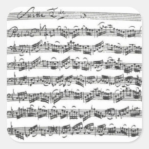 Bach Cello-Reihen-Manuskript-Quadrat-Aufkleber Quadratischer Aufkleber