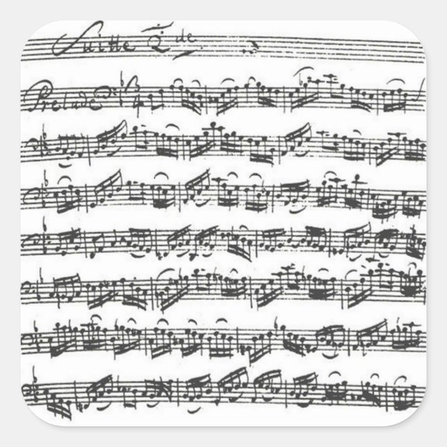Bach Cello Suite Manuscript Square Sticker (Vorderseite)