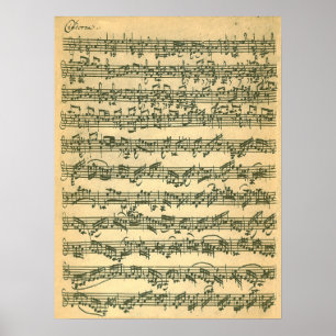 Bach Chaconne First Page Manuscript Facsimile Poster