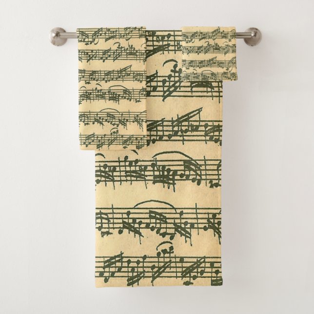 Bach Chaconne ursprüngliche Musik-Manuskript Badhandtuch Set (Insitu)