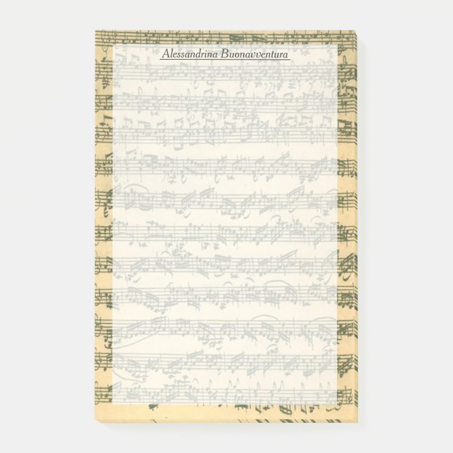 Bach Chaconne Violin Manuskript Individuelle Name Post-it Klebezettel (Vorderseite)