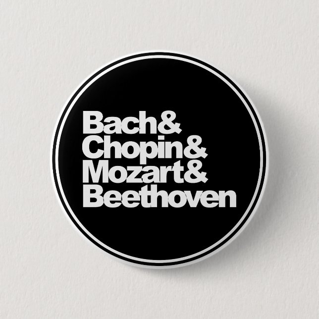 Bach, Chopin, Mozart und Beethoven Button (Vorderseite)