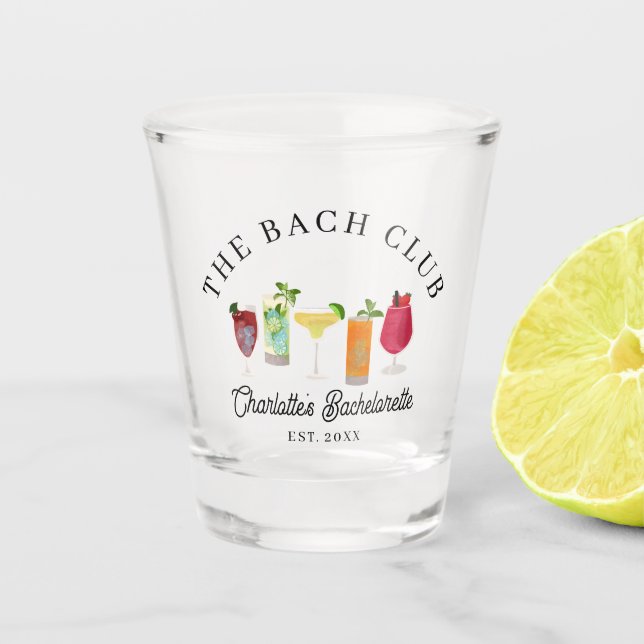 Bach Club Bachelorette Cocktails Party Drinks Schnapsglas (Vorderseite)