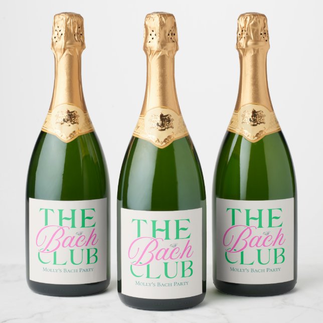 Bach Club Modern Simple Pink Green Bachelorette (Flaschen)