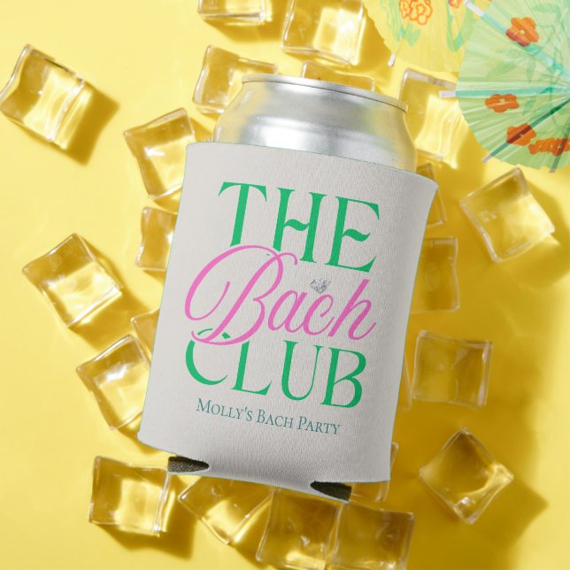 Bach Club Modern Simple Pink Green Bachelorette Dosenkühler (In Situ Sommer)