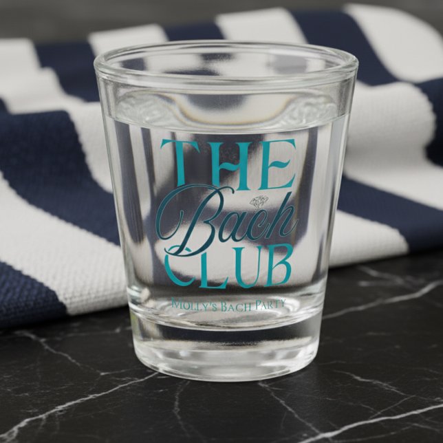 Bach Club Moderner Blue Junggeselinnen-Abschied Schnapsglas (Level up your pre-wedding style with “The Bach Club” shot glass!)