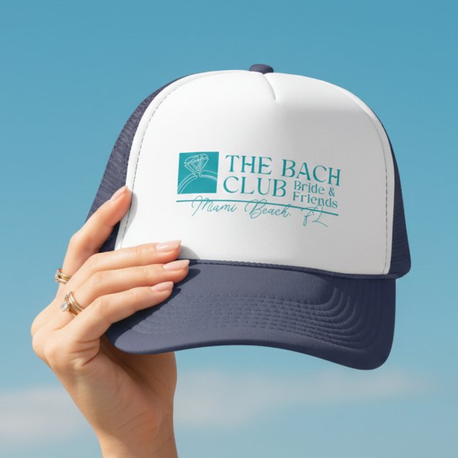 Bach Club Moderner Blue Junggeselinnen-Abschied Truckerkappe (Bach Club Modern Blue Bachelorette Trucker Hat)