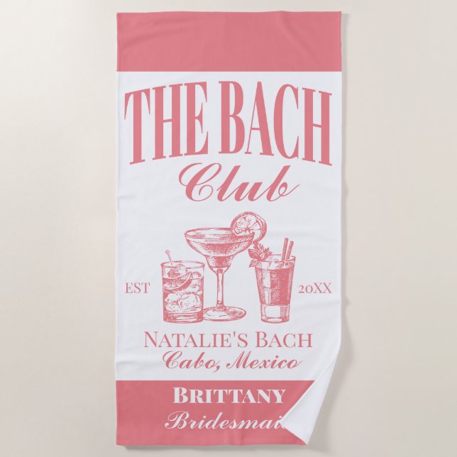 Bach Club Personalisiert Junggeselinnen-Abschied C Strandtuch (Vorderseite)