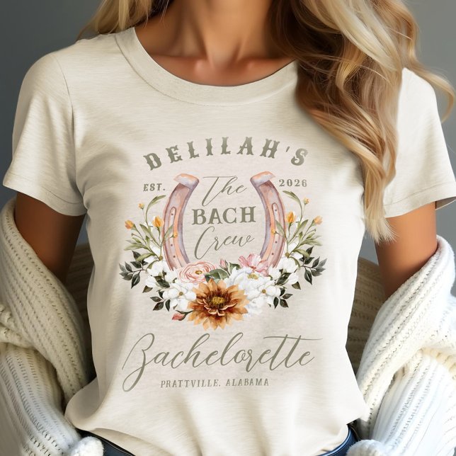 Bach Crew Western Floral Horseshoe Bachelorette Tri-Blend Shirt (Bach Crew Western Floral Horseshoe Bachelorette Tri-Blend Shirt)