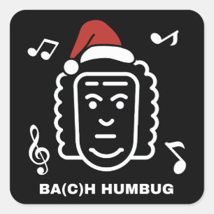 BACH Lustige klassische Musik Komponist Weihnachts Quadratischer Aufkleber