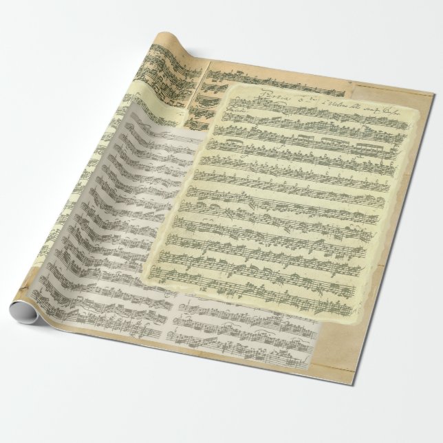 Bach Musik-Manuskript-Seiten Geschenkpapier (Ungerollt)