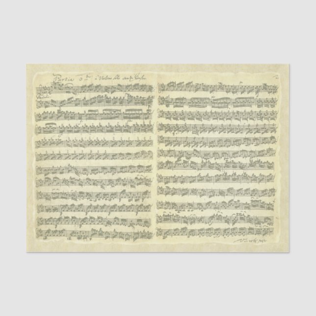 Bach Partita Musik-Manuskript für Violinen-Solo Seidenpapier (Vorderseite)