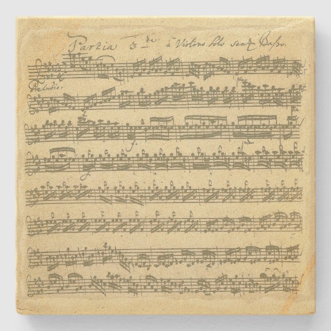 Bach Partita Musik-Manuskript für Violinen-Solo Steinuntersetzer (Vorderseite)