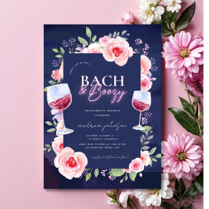 Bach und Boozy Neon- und rosa florale Henparty Einladung
