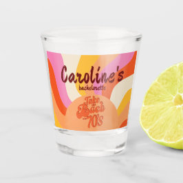 Bach zum 70er Retro Groovy Sunset Bachelorette Schnapsglas
