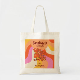 Bach zum 70er Retro Groovy Sunset Bachelorette Tragetasche