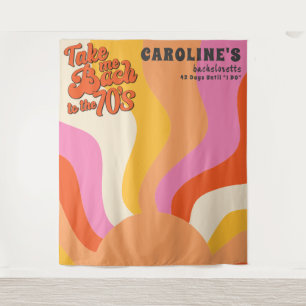 Bach zum 70er Retro Groovy Sunset Bachelorette Wandteppich