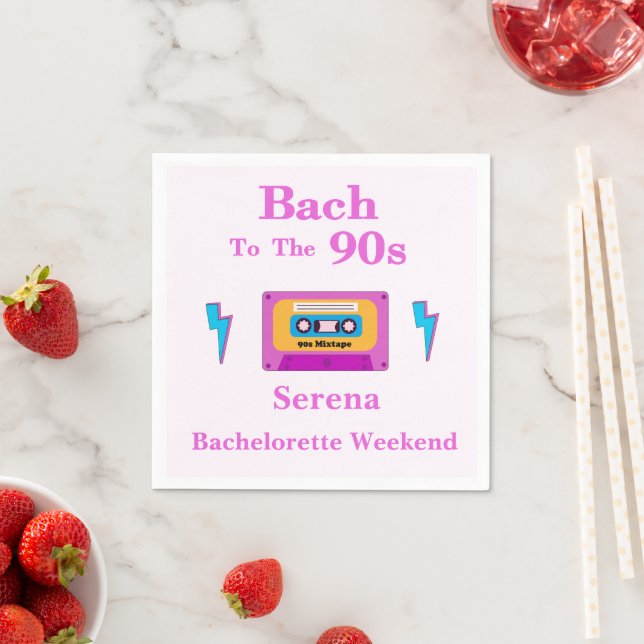 Bach zum 90er-Cassette-Tape-Junggeselinnen-Abschie Serviette (Beispiel)