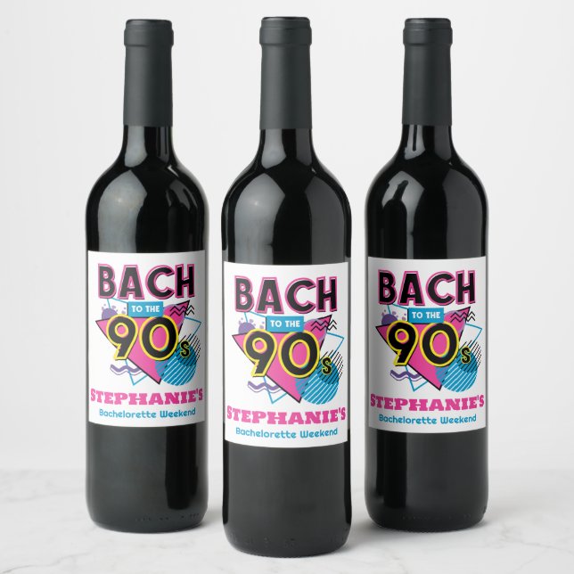Bach zum 90er-Junggeselinnen-Abschied Weinetikett (Flaschen)
