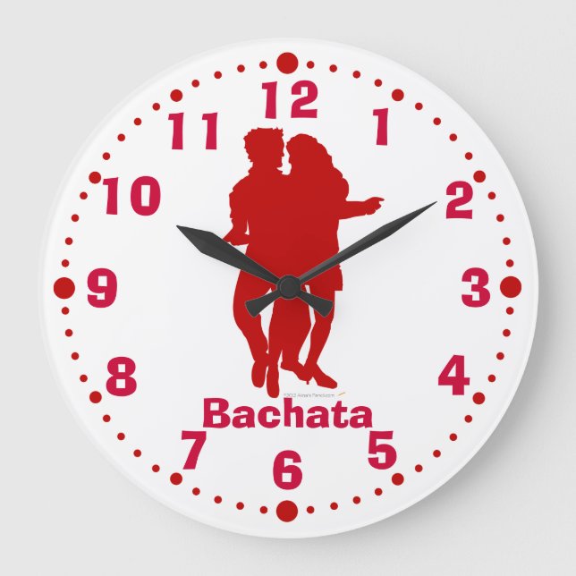 Bachata Latin Dance Pose Wall Clock With Minutes Große Wanduhr (Vorderseite)