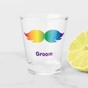 Bachelor/Bachelorette/Wedding Rainbow Mustache 1 Schnapsglas