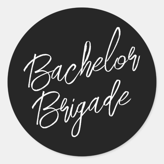 Bachelor Brigade Black and White Bachelor Party Runder Aufkleber (Vorderseite)