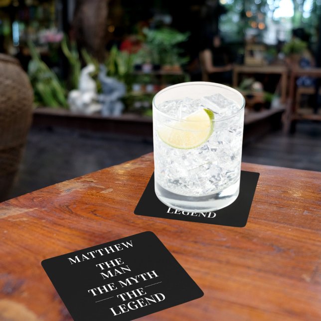 Bachelor der Legende Schwarz-weiß Rechteckiger Pappuntersetzer (Von Creator hochgeladen)