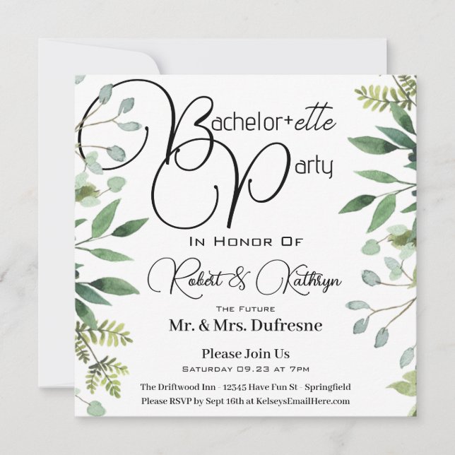 Bachelor+ette Party Foliage Einladung (Vorderseite)