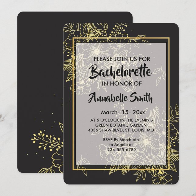 Bachelor für goldene Rose Einladung (Vorne/Hinten)