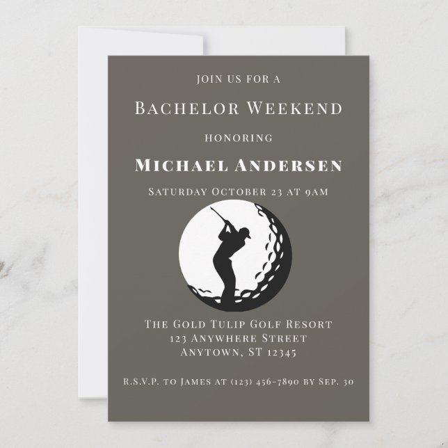 Bachelor Golf Weekend Party Einladung (Vorderseite)