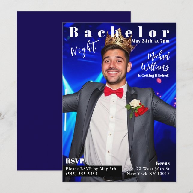 Bachelor Night Magazine Cover Einladung (Vorne/Hinten)