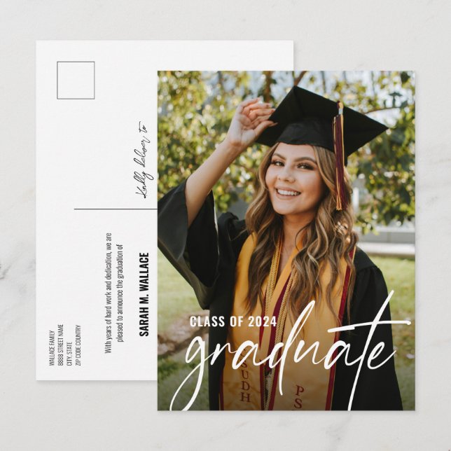 Bachelor of Science Custom Graduate Foto Ankündigungspostkarte (Vorne/Hinten)