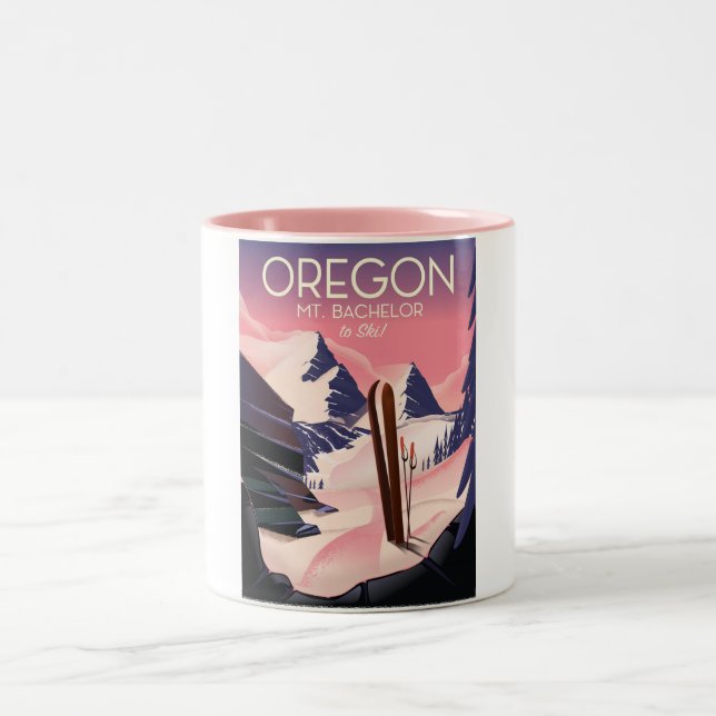 Bachelor Oregon Skifahrplakat Zweifarbige Tasse (Mittel)