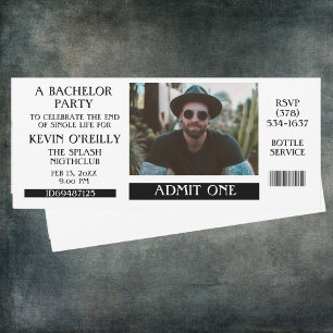 Bachelor ou Stag Party Photo Invitation Billet