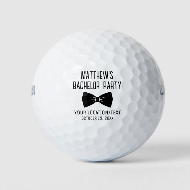 Bachelor Party Black Bow Krawatte Gastgeschenk Hoc Golfball (Vorderseite)