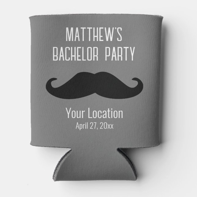 Bachelor Party Black Mustache Gastgeschenk Hochzei Dosenkühler (Vorderseite)