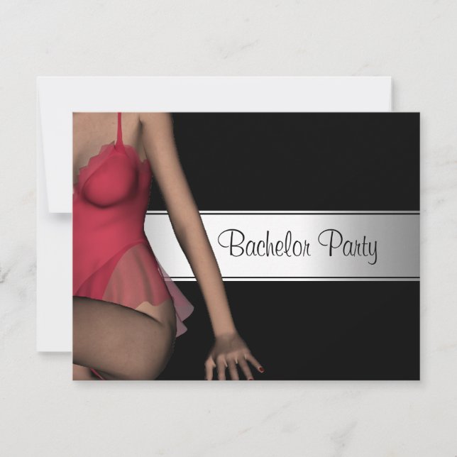 Bachelor Party Black Silver Girl Einladung (Vorderseite)