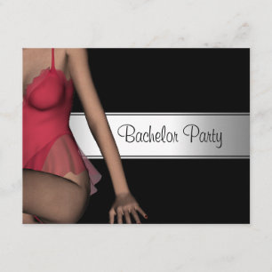 Bachelor Party Black Silver Girl Einladung