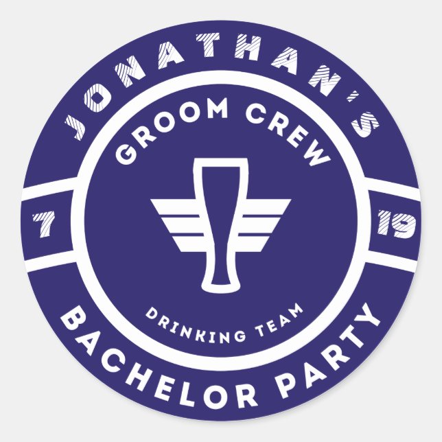 Bachelor Party-Branding für Navy Blue Ber Abzeiche Runder Aufkleber (Vorderseite)