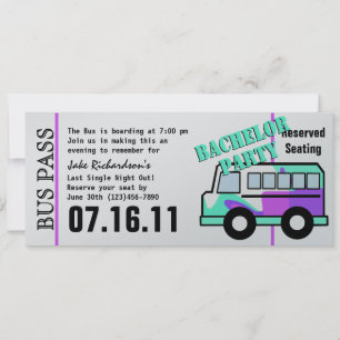 Bachelor Party Bus Pass Einladung