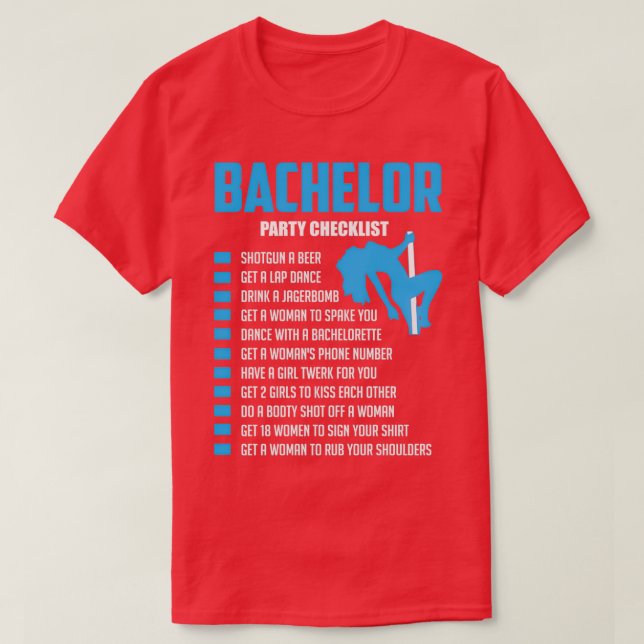 Bachelor Party Checklist Bridge T T-Shirt (Design vorne)