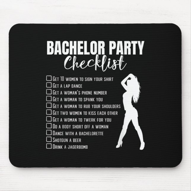 Bachelor Party Checklist Briom Groom Stag Night Pa Mousepad (Vorne)